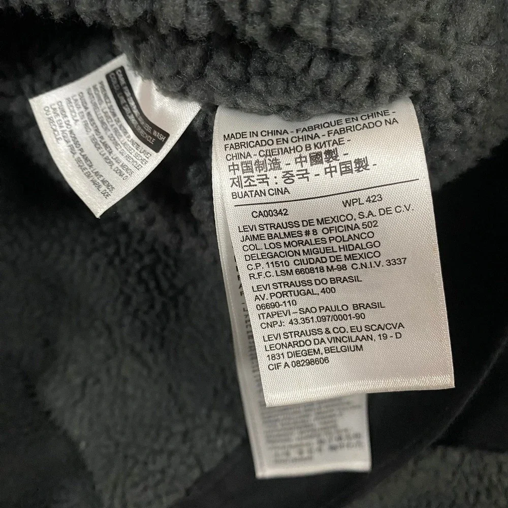 Levis Mens Type 3 Sherpa Trucker Jacket Black Denim Faux Fur Lined 16365-0054 L - Picture 7 of 9